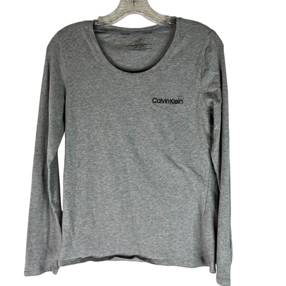 Calvin Klein Sleepwear Top Women’s Gray Crew Neck Long Sleeves Stretch M